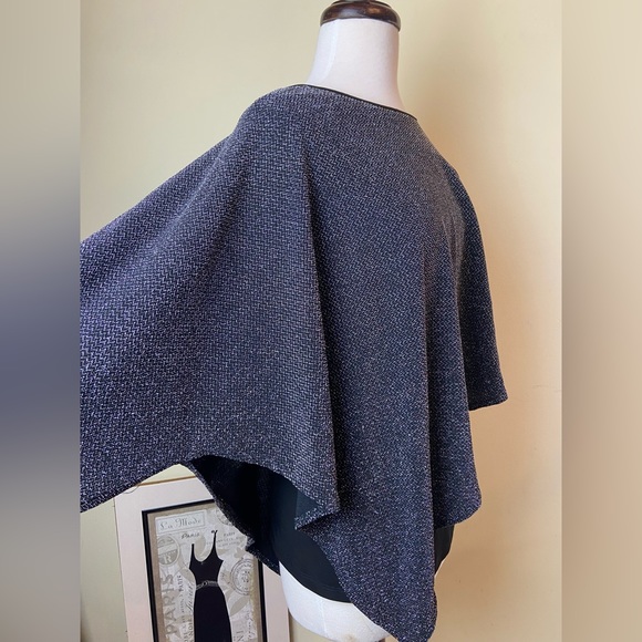 Joseph Ribkoff Tunic Size 6 Black Silver Metallic Dolma Sleeves - Picture 2 of 10